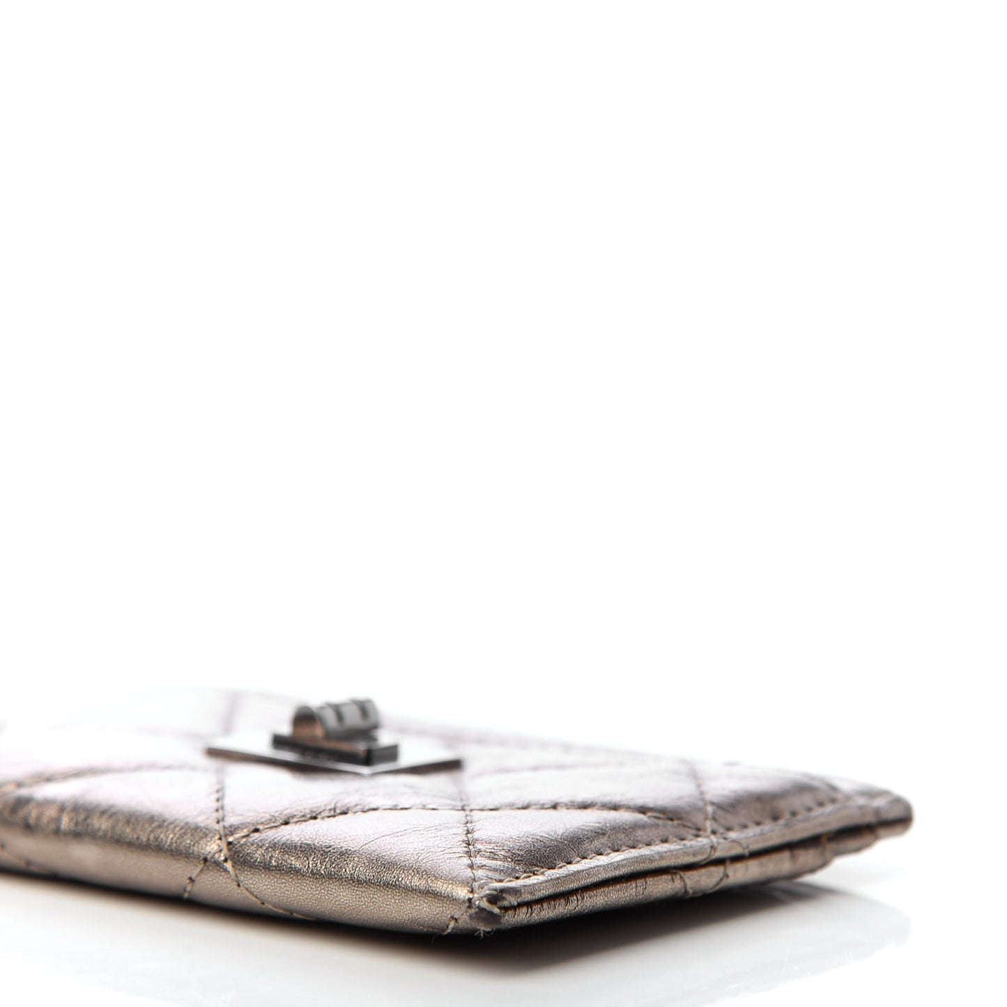 Metallic Aged Calfskin Quilted Reissue Card Holder Bronze
