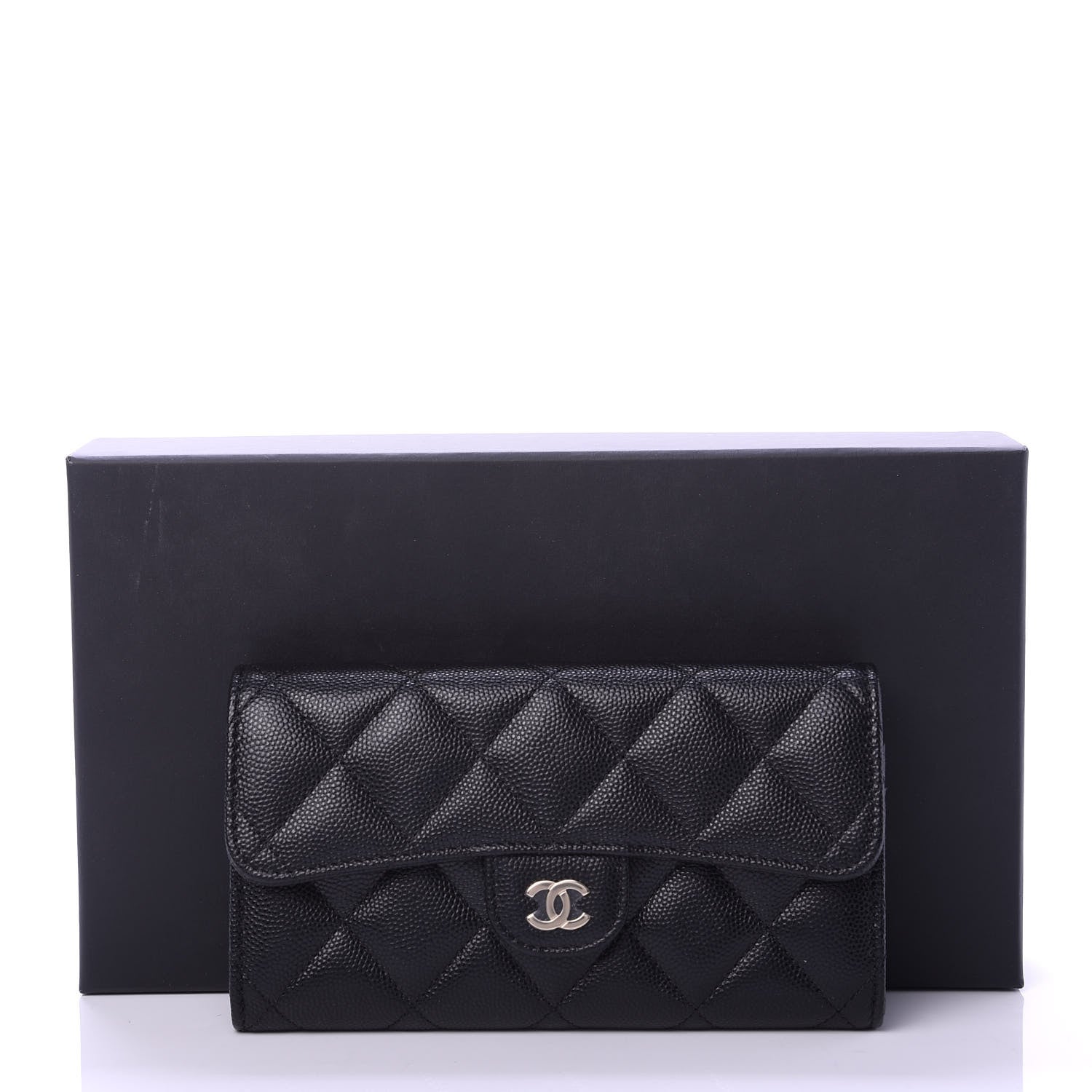 Chanel Caviar Quilted Medium Gusset Flap Wallet Black 8 of 8