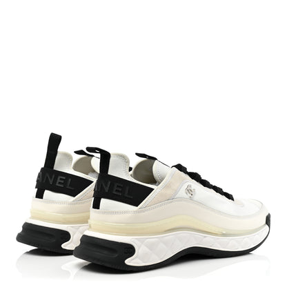 Chanel Velvet Calfskin Mixed Fibers Mens CC Sneakers 46 Ivory Black 5 of 12