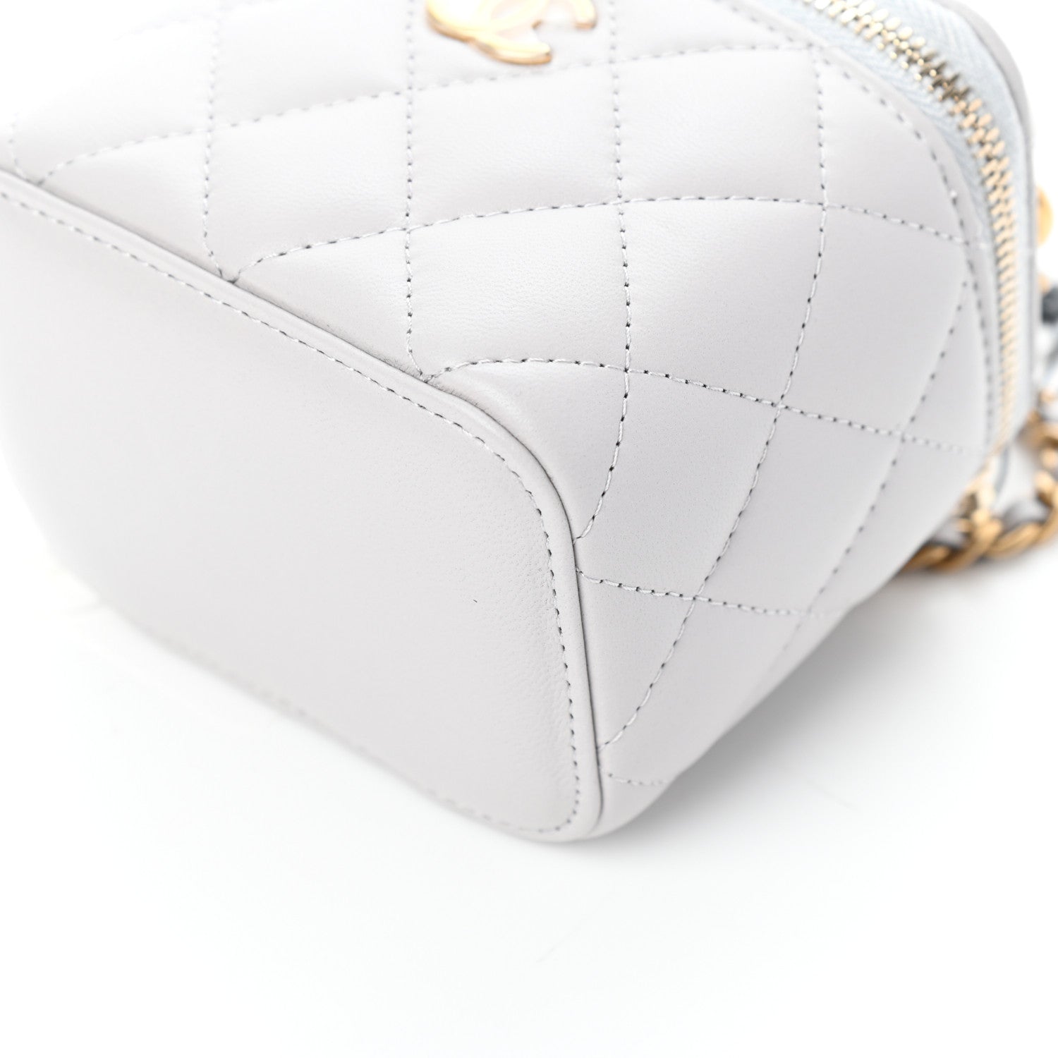 Chanel Lambskin Quilted Top Handle Mini Vanity Case With Chain Grey 9 of 9