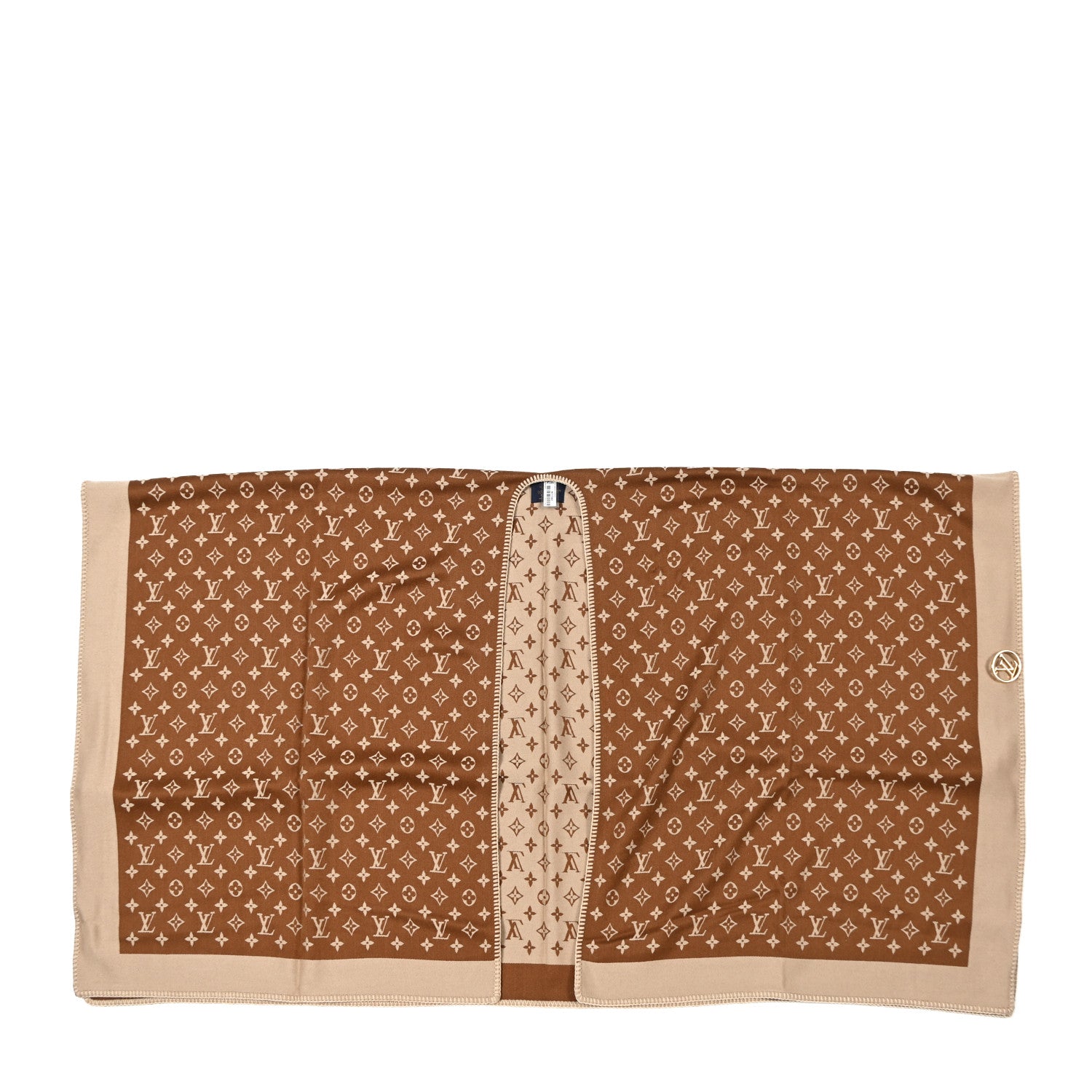 Louis Vuitton Wool Silk Cashmere Monogram Embrace Poncho Brown 1 of 10
