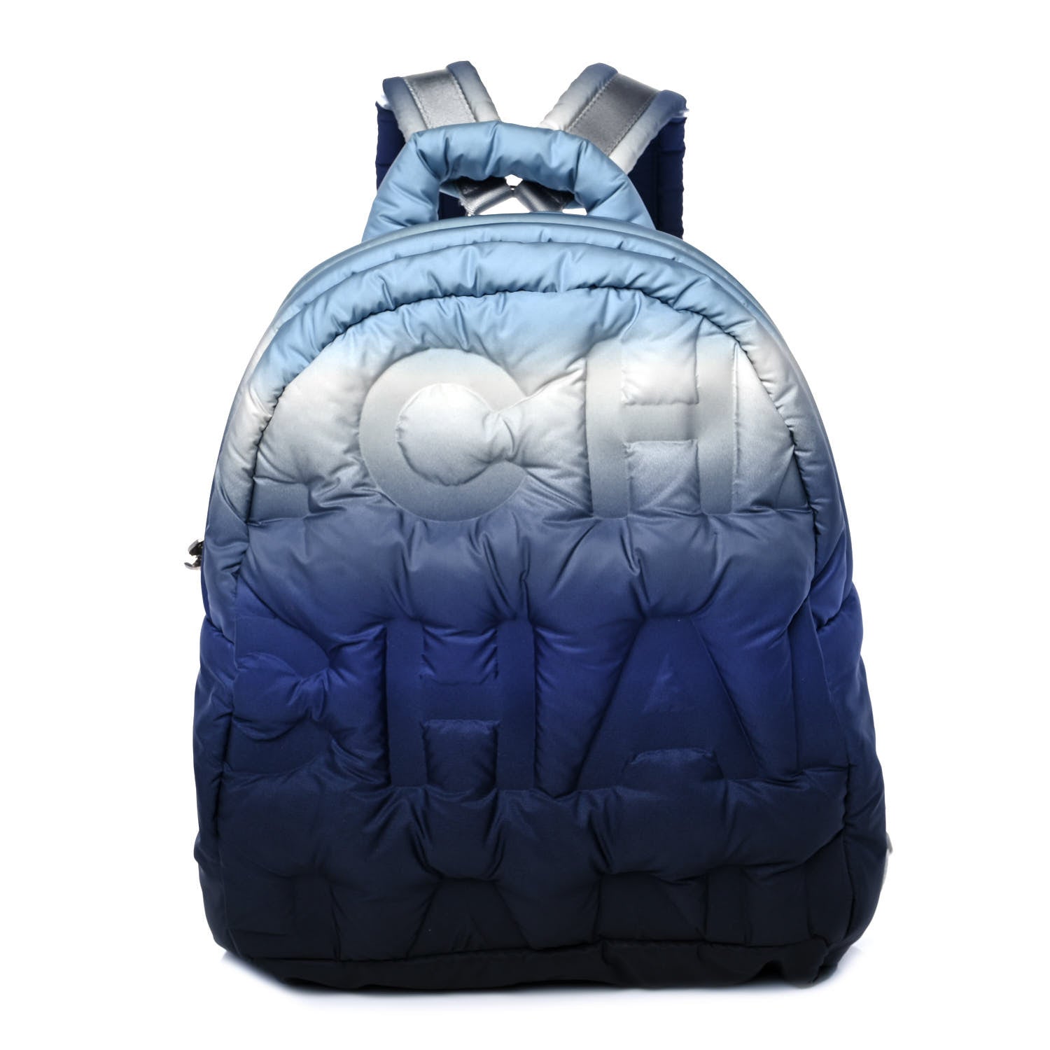 Chanel Nylon Embossed Small Doudoune Backpack Black Blue White 1 of 11