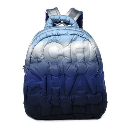 Chanel Nylon Embossed Small Doudoune Backpack Black Blue White 1 of 11