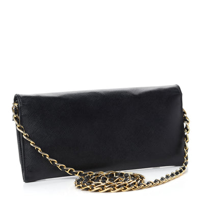 Prada Saffiano Metal Oro Chain Wallet Black 3 of 10