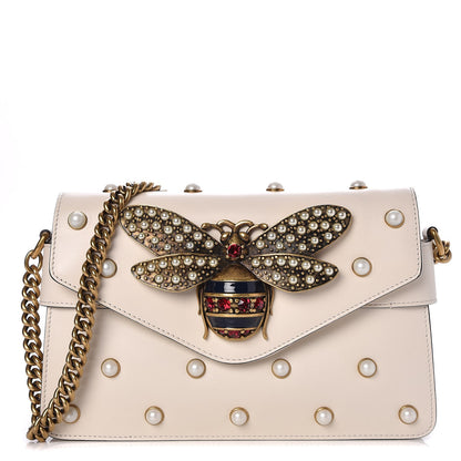 Gucci Nappa Pearl Studded Mini Queen Margaret Broadway Shoulder Bag Mystic White 1 of 8