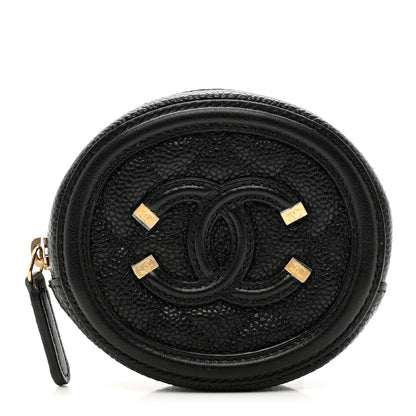 Chanel Caviar Quilted Filigree Zip Around Classic Coin Purse Black 1 of 9