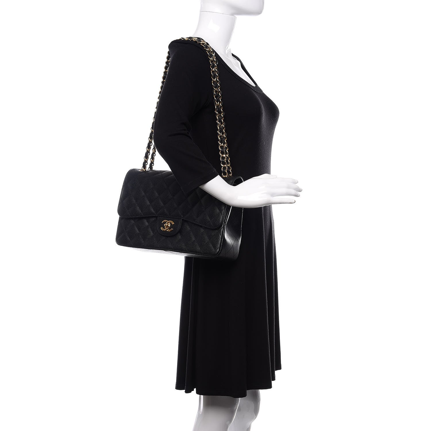 Chanel Caviar Quilted Jumbo Double Flap Black 2 of 11