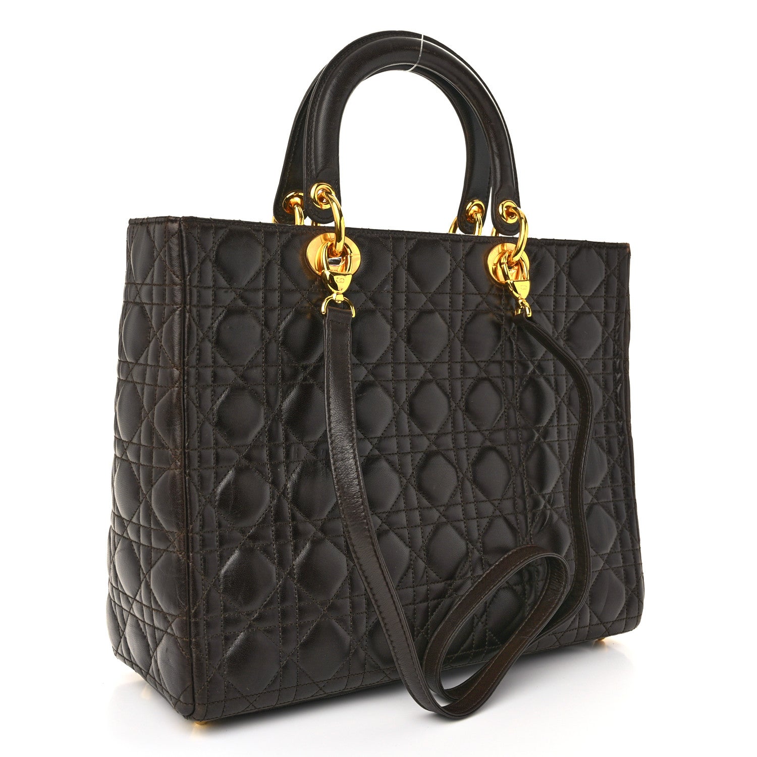Christian Dior Lambskin Cannage Large Lady Dior Brown 3 of 10