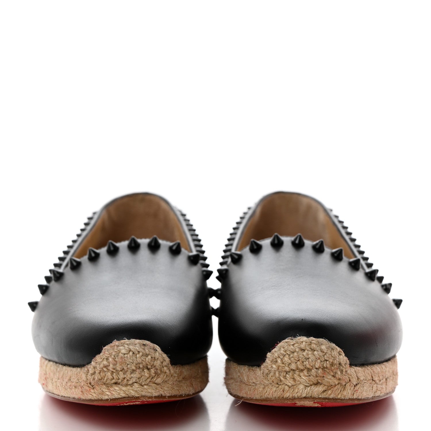Christian Louboutin Calfskin Spikes Ares Flat Espadrilles 38 Black 2 of 9