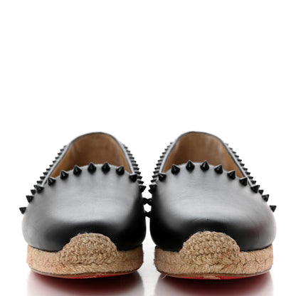 Christian Louboutin Calfskin Spikes Ares Flat Espadrilles 38 Black 2 of 9