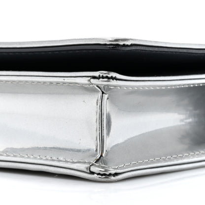 Christian Dior Metallic Patent Micro-Cannage Diorama Wallet on Chain Pouch Silver 8 of 9