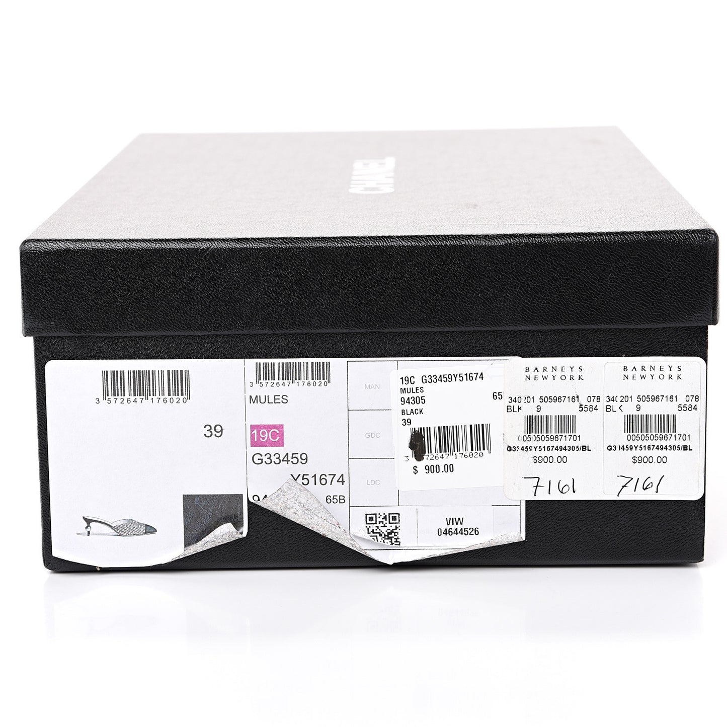 Patent Grosgrain Cap Toe Pearl Mule 39 Black