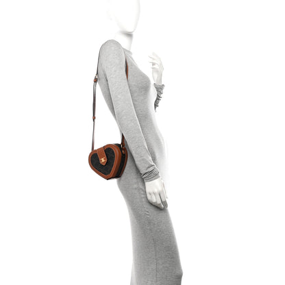 Celine Triomphe Canvas Calfskin Heart Tambour Bag Tan 2 of 10
