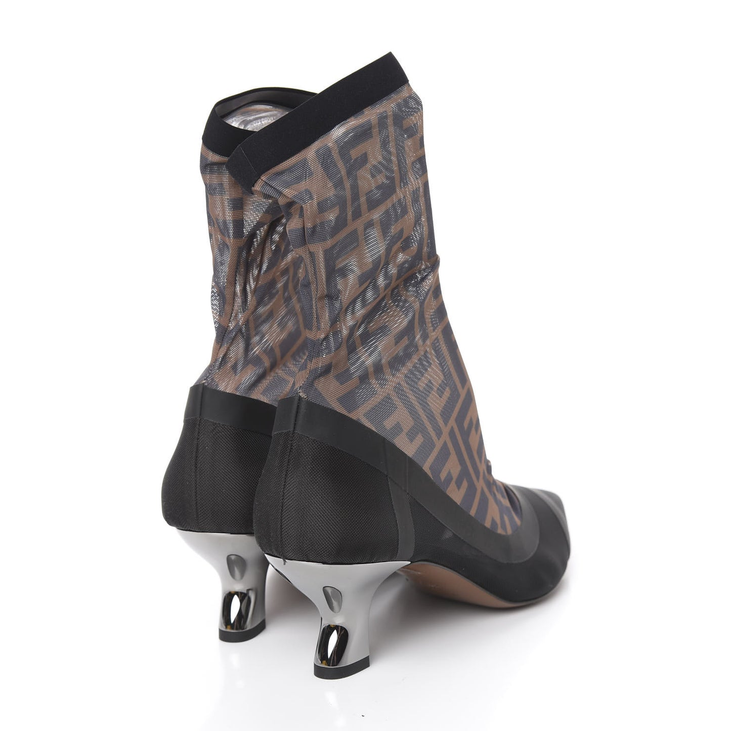 Technical Mesh FF Colibri Low Heel Ankle Boots 40 Black Tobacco