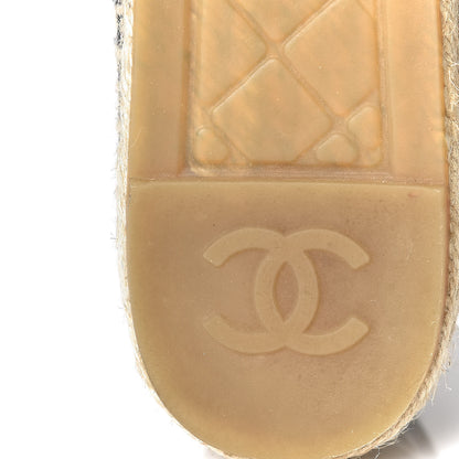 Chanel Printed Canvas Grosgrain Espadrilles 37 Blue Black 8 of 12