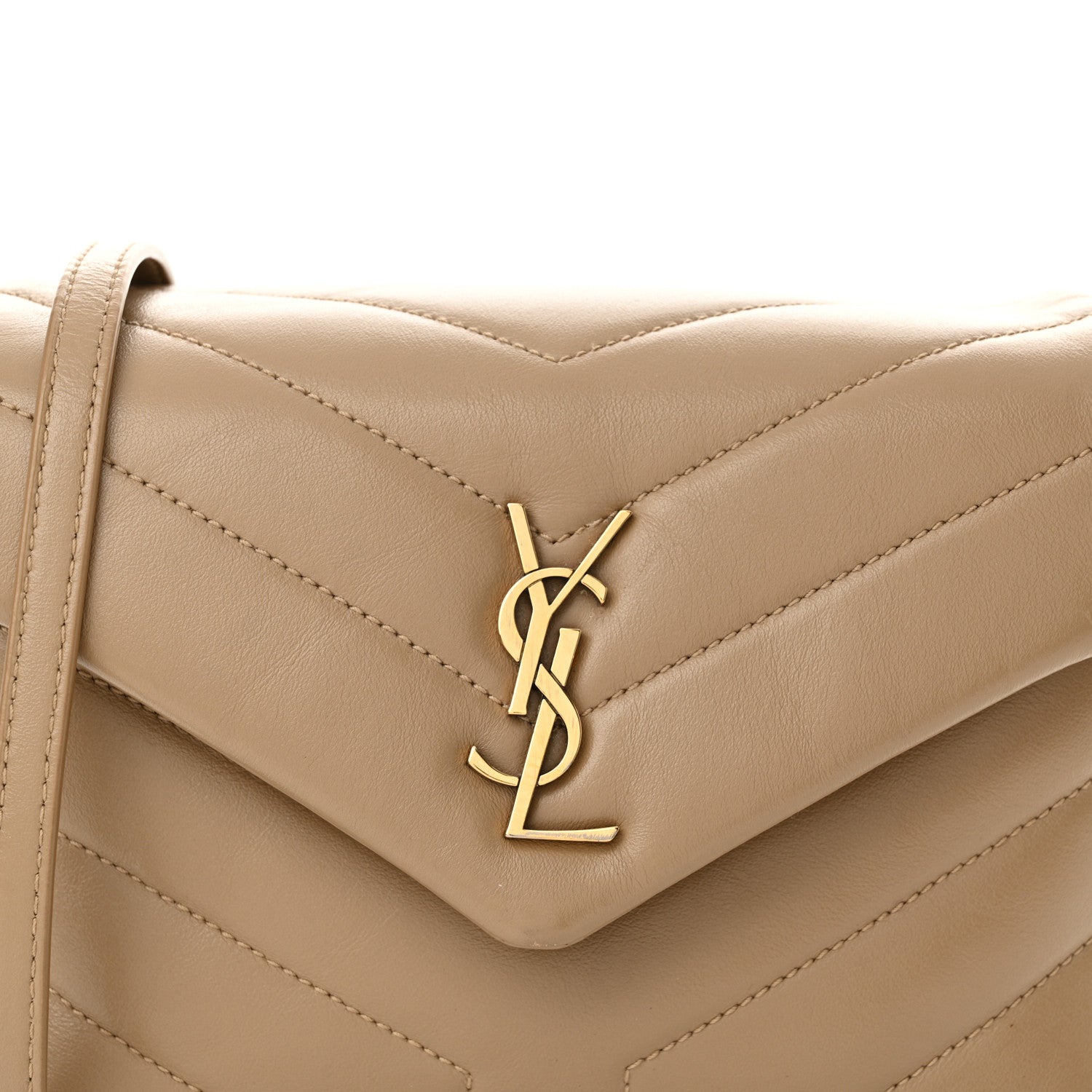 Saint Laurent Calfskin Y Quilted Monogram Toy Loulou Crossbody Bag Latte 8 of 16