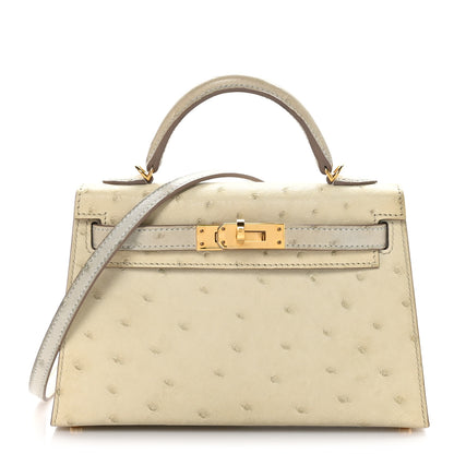 Hermes Ostrich Horseshoe Kelly Sellier Mini 20 Parchemin 1 of 11