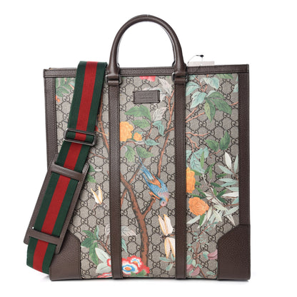 Gucci GG Supreme Monogram Tian Web Vertical Tote Beige Multicolor New Acero 1 of 11