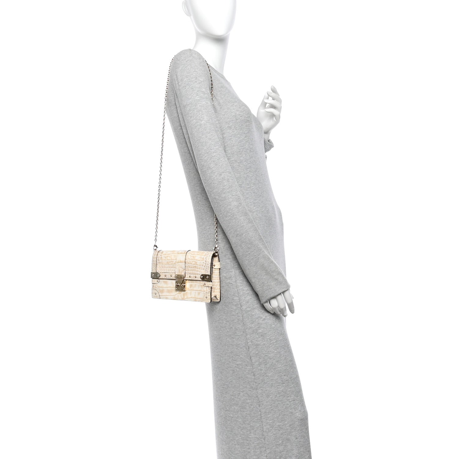 Louis Vuitton Alligator Trunk Chain Wallet Pearl 2 of 9