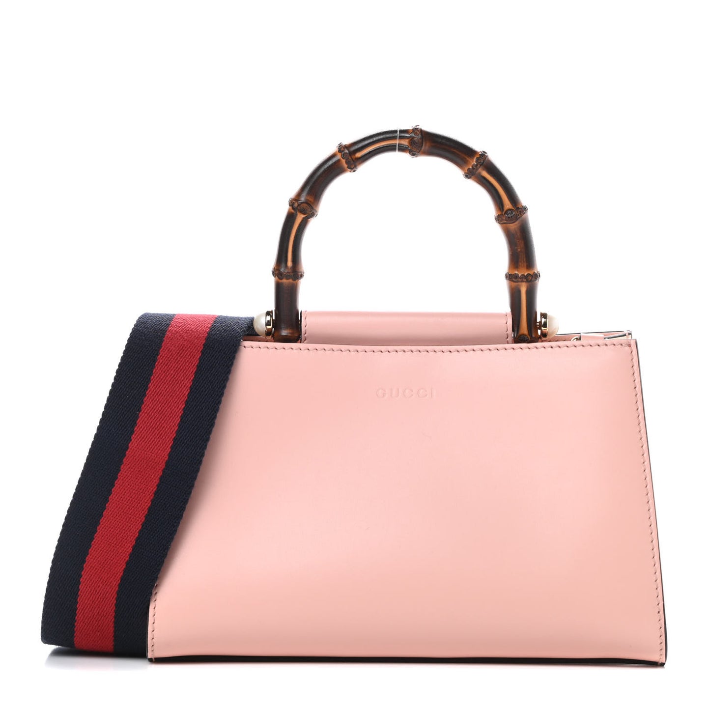 Nappa Bamboo Web Mini Nymphaea Top Handle Bag Perfect Pink Mystic White