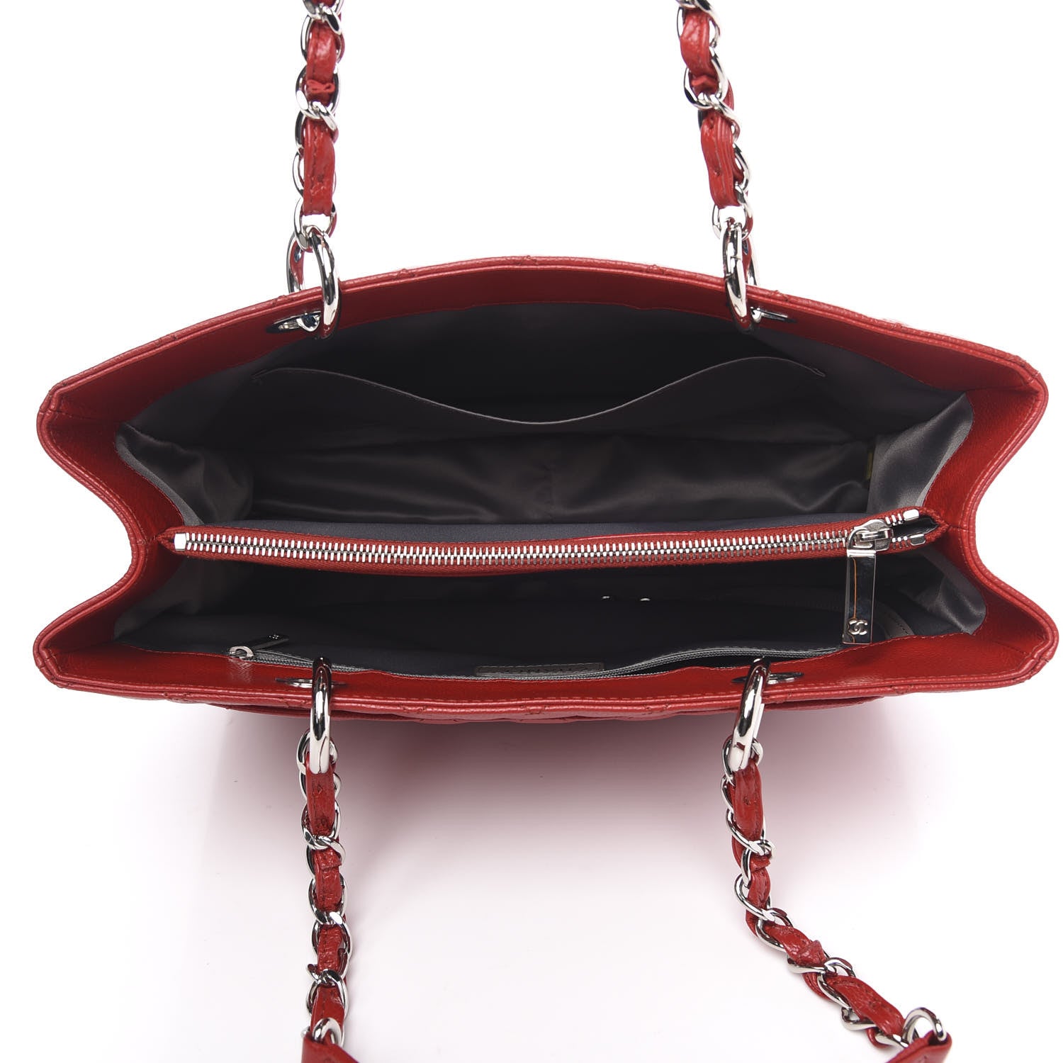 Chanel Caviar Quilted Grand Shopping Tote GST Red 5 of 9