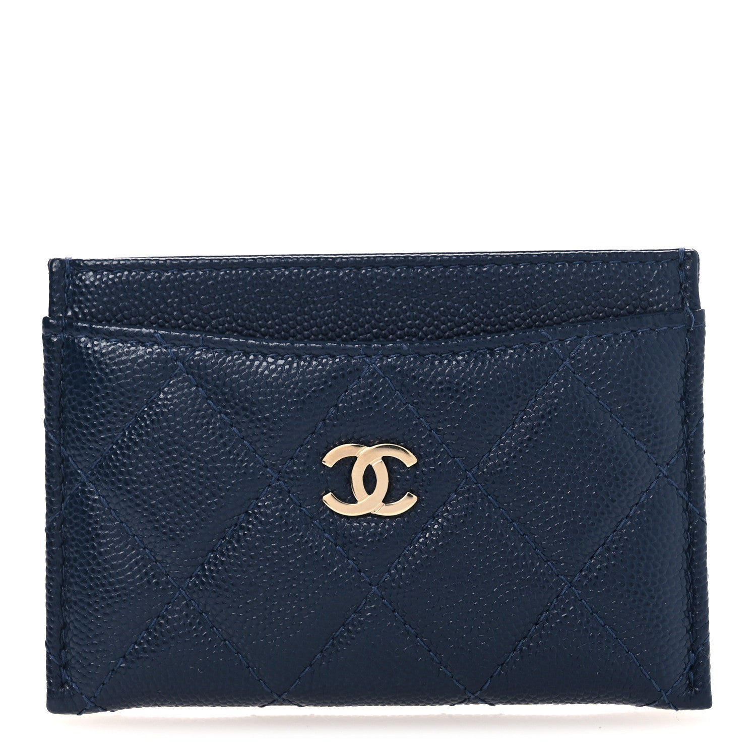 Chanel Caviar Quilted Card Holder Navy 1 of 10