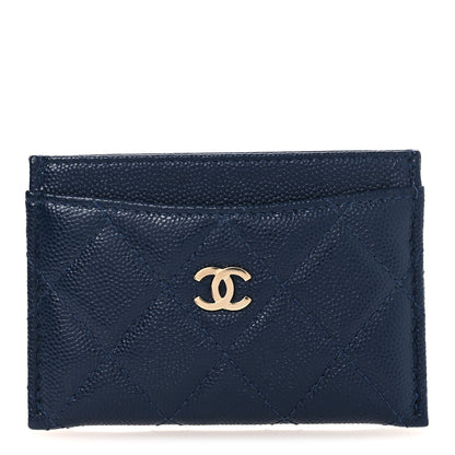 Chanel Caviar Quilted Card Holder Navy 1 of 10