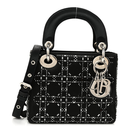 Christian Dior Satin Crystal Cannage Mini Lady Dior Black 1 of 9