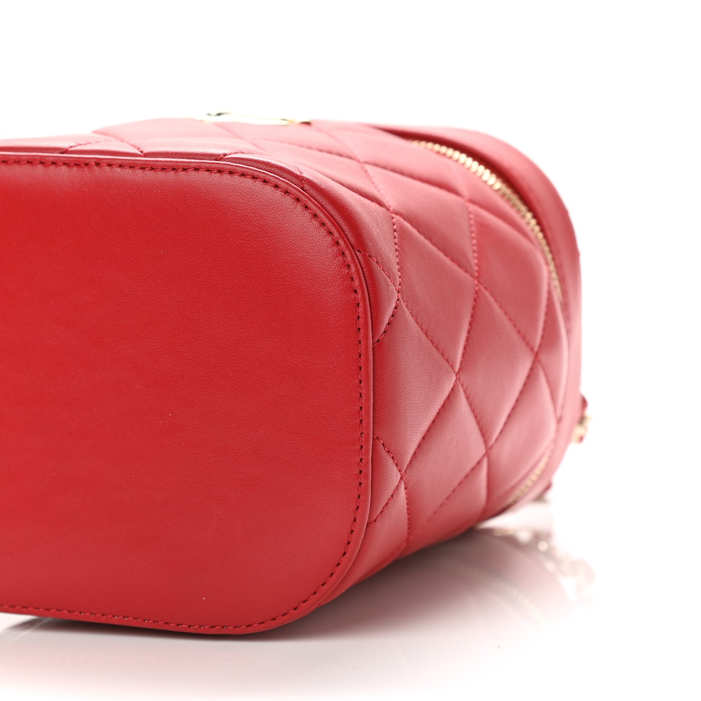 Lambskin Quilted Trendy Vanity Case Red