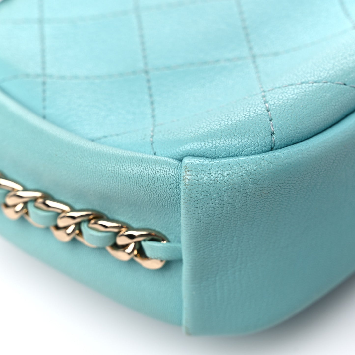 Goatskin Quilted Small Casual Trip Camera Case Light Blue