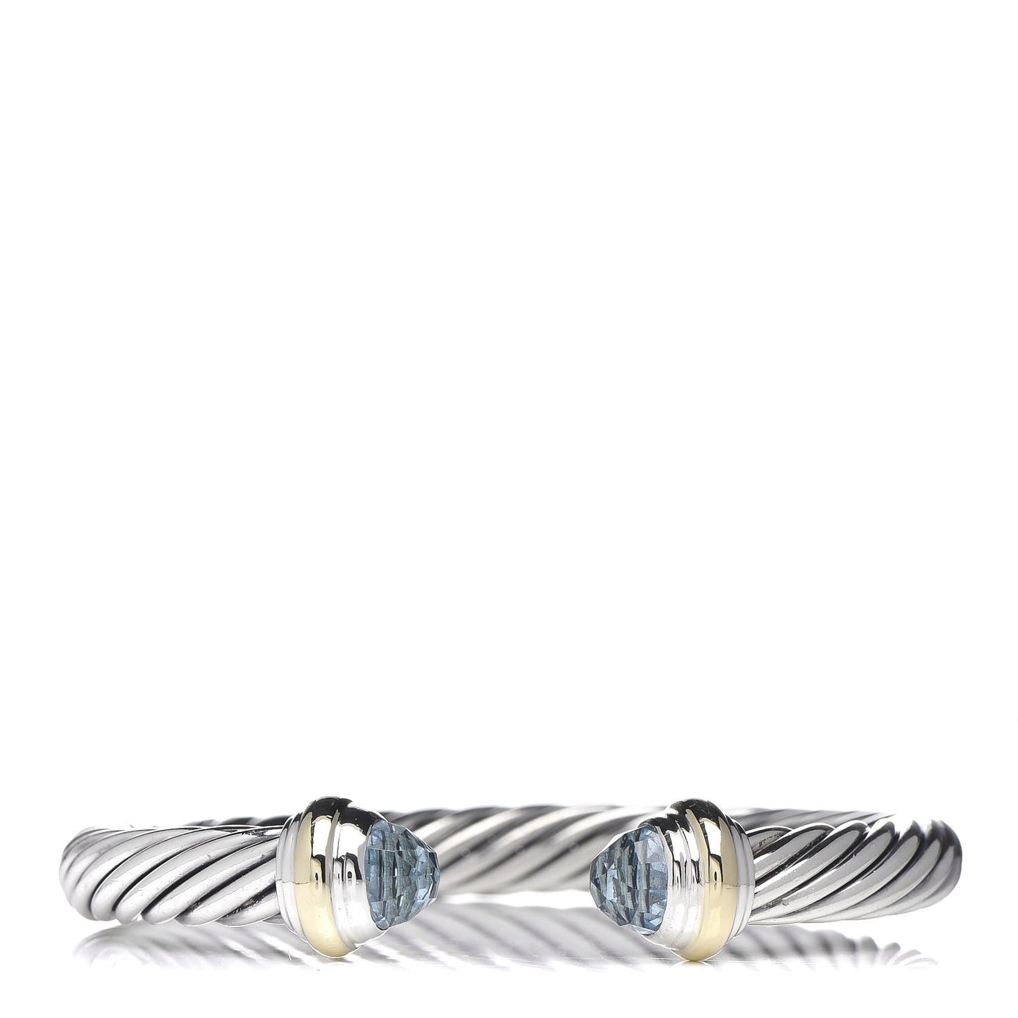 Sterling Silver 14K Yellow Gold Blue Topaz 7mm Cable Classics Bracelet