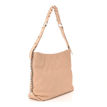 Chanel Grained Calfskin Stitched Medium Braided With Style Hobo Beige 3 of 10