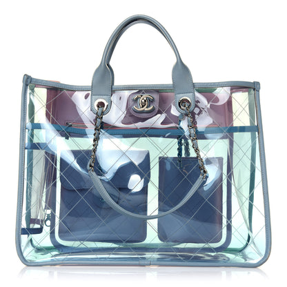 Chanel PVC Lambskin Stitched Medium Coco Splash Shopping Bag Blue Green Pink 1 of 9