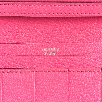 Hermes Chevre Mysore Bearn Gusset Wallet Rose Tyrien 6 of 9
