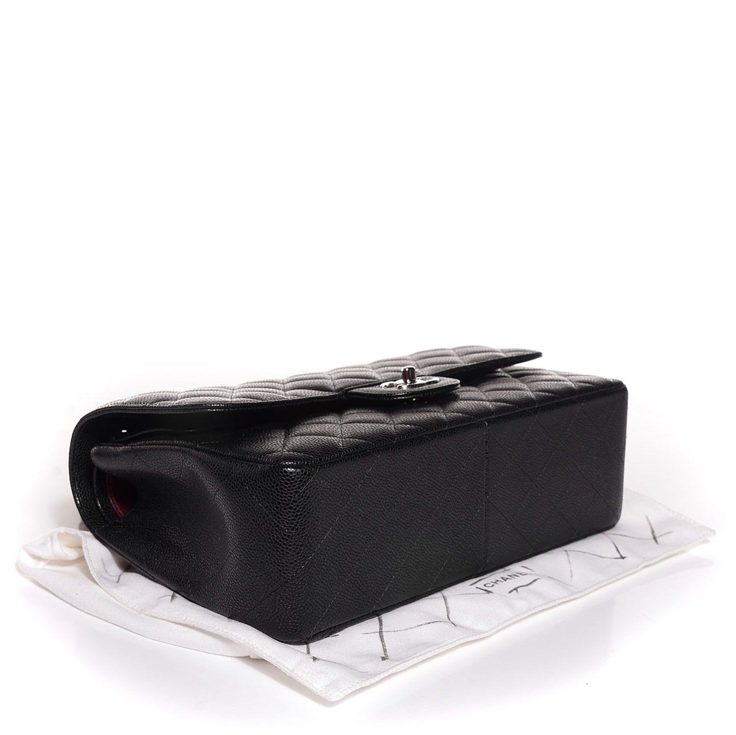 Caviar Quilted Jumbo Double Flap Black