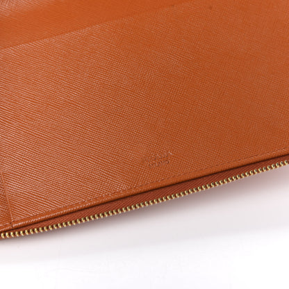 Prada Saffiano Metal Large Zip Around Travel Wallet Papaya 8 of 9