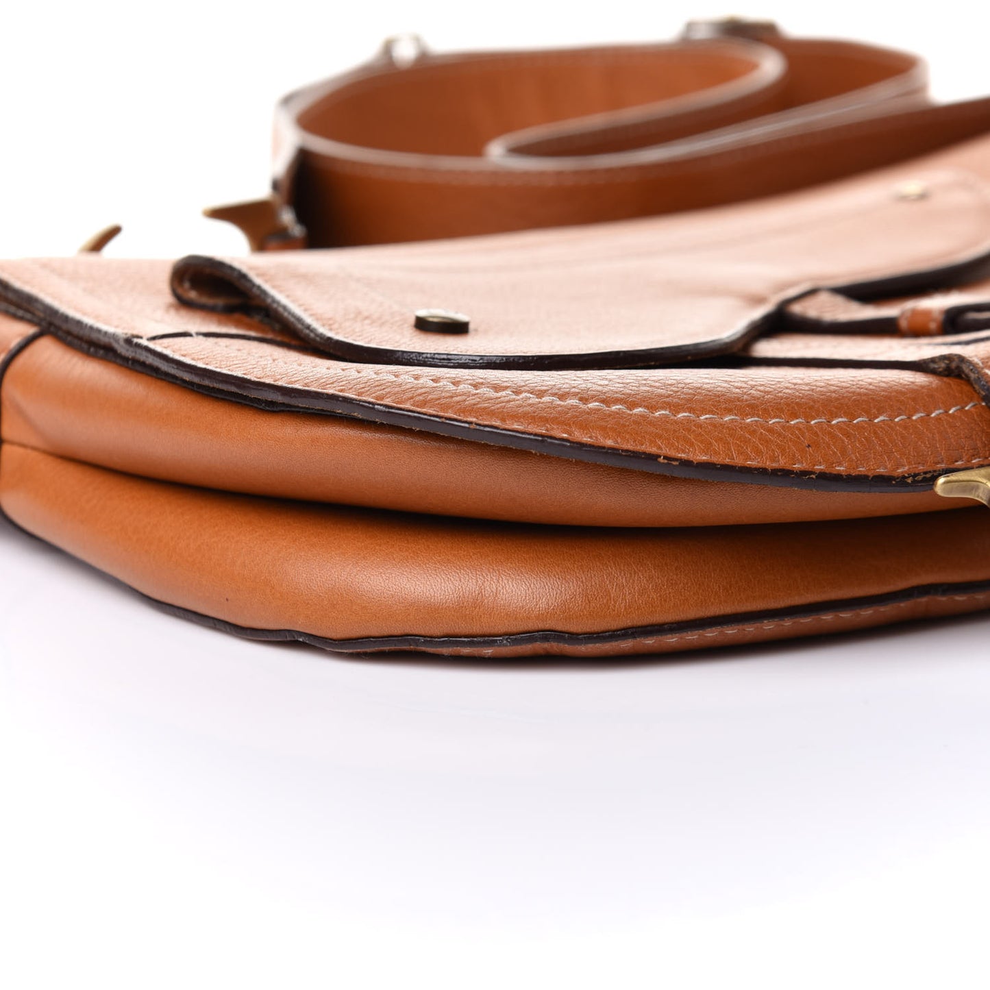 Calfskin Baudrier Double Saddle Bag Brown