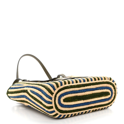 Loewe Raffia Square Small Basket Tote Bag Natural Khaki Blue 4 of 9