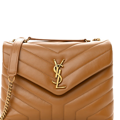Saint Laurent Calfskin Y Quilted Monogram Small Loulou Chain Satchel Dark Natural 8 of 10