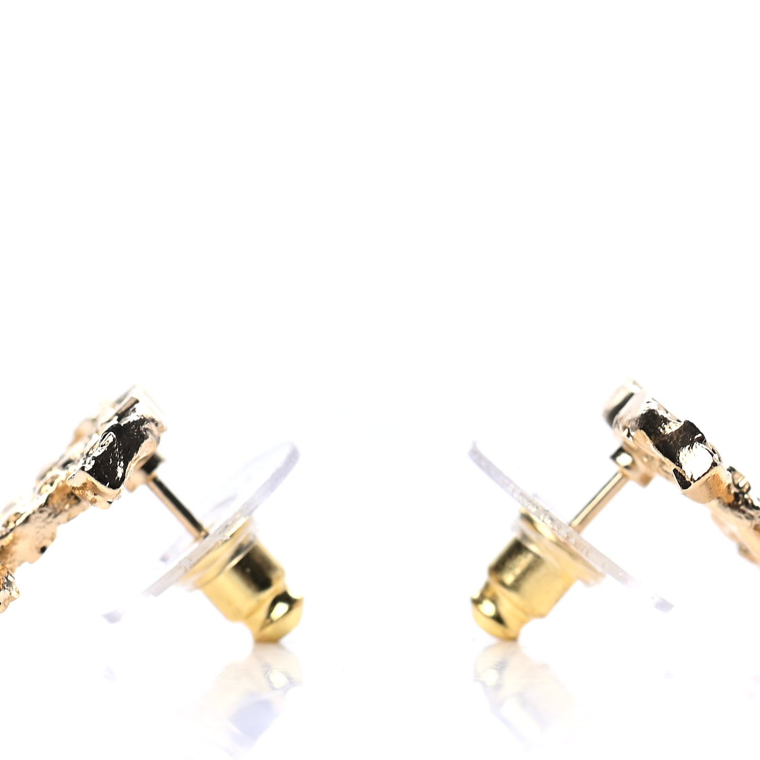 Chanel Metal Textured CC Earrings Gold 3 of 4