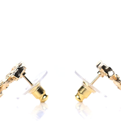 Chanel Metal Textured CC Earrings Gold 3 of 4