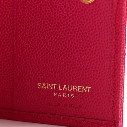 Saint Laurent Grain De Poudre Matelasse Chevron Monogram Compact Wallet Bubblegum 6 of 10