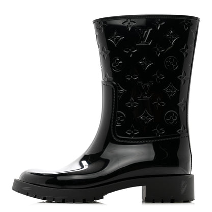 Louis Vuitton Rubber Embossed Monogram Drops Flat Half Boots 39 Black 1 of 10
