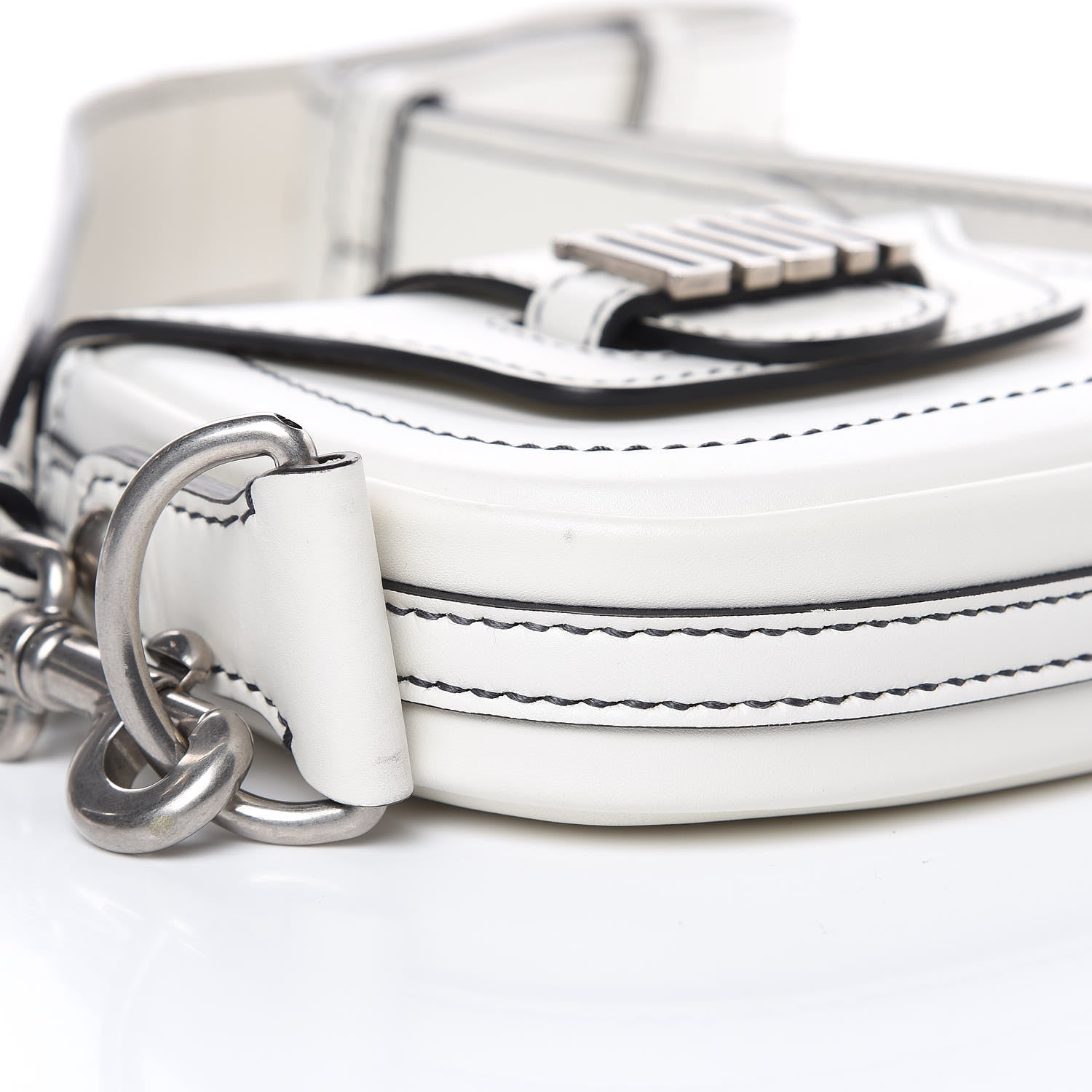 Christian Dior Calfskin Mini D Fence Saddle Bag White 9 of 11
