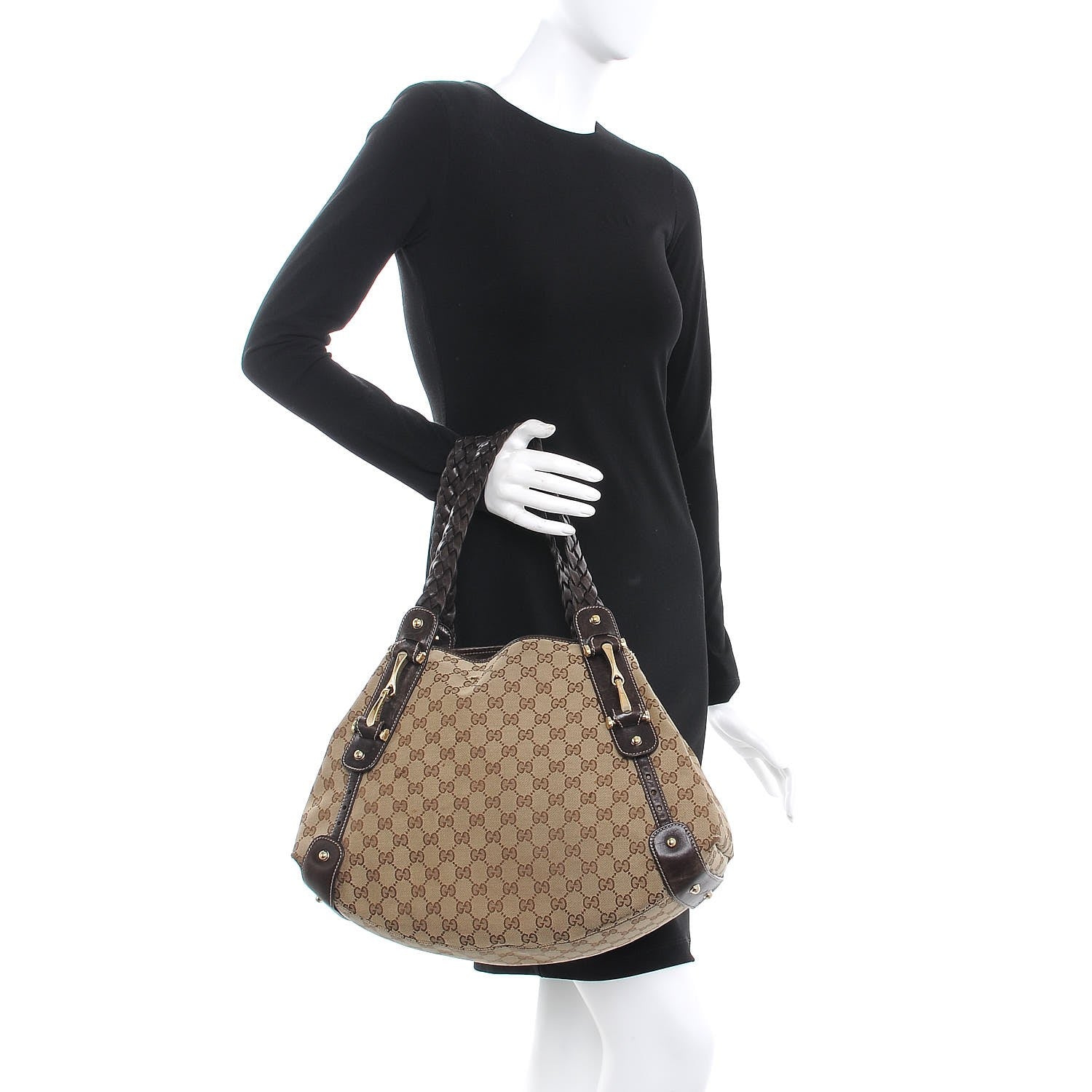 Gucci Monogram Medium Pelham Braided Tote Bag Dark Brown 2 of 13