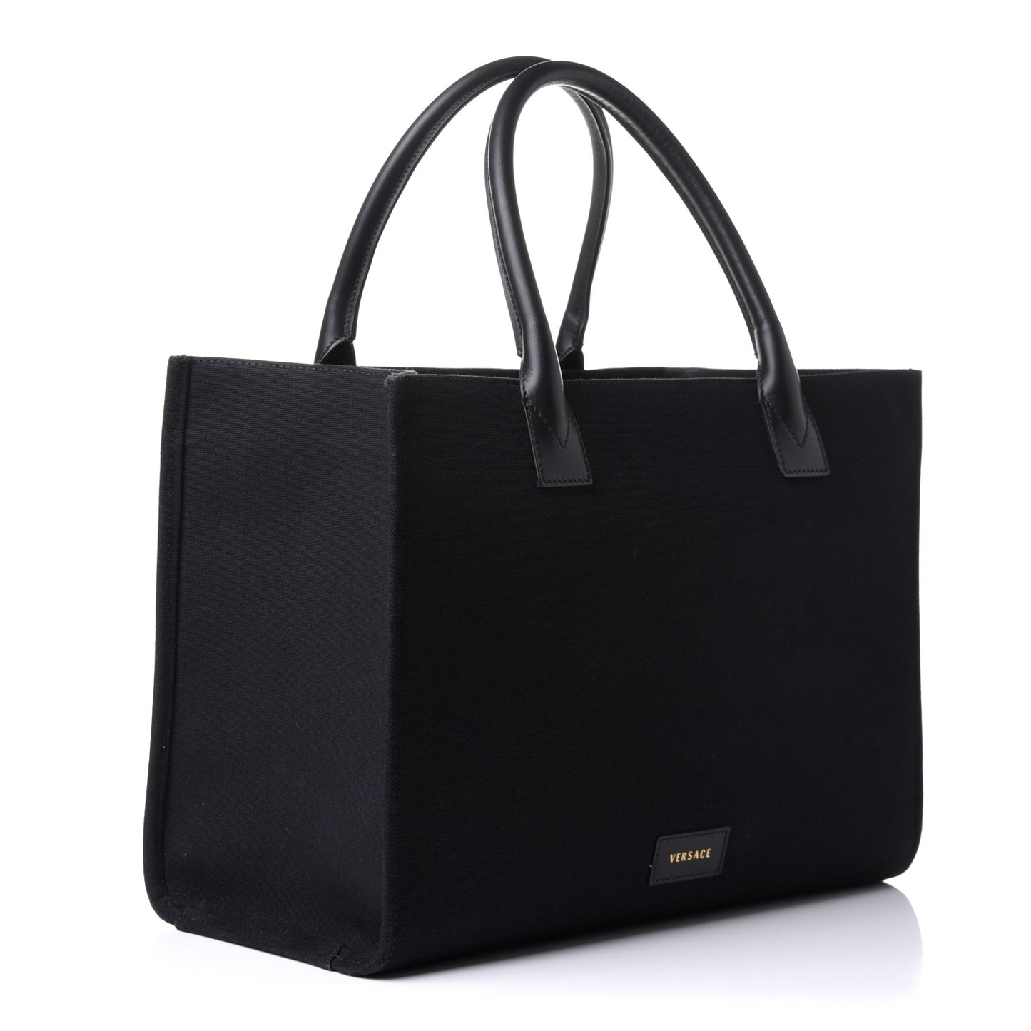 Canvas Suppler Calfskin Cabas GV Signature Tote Black