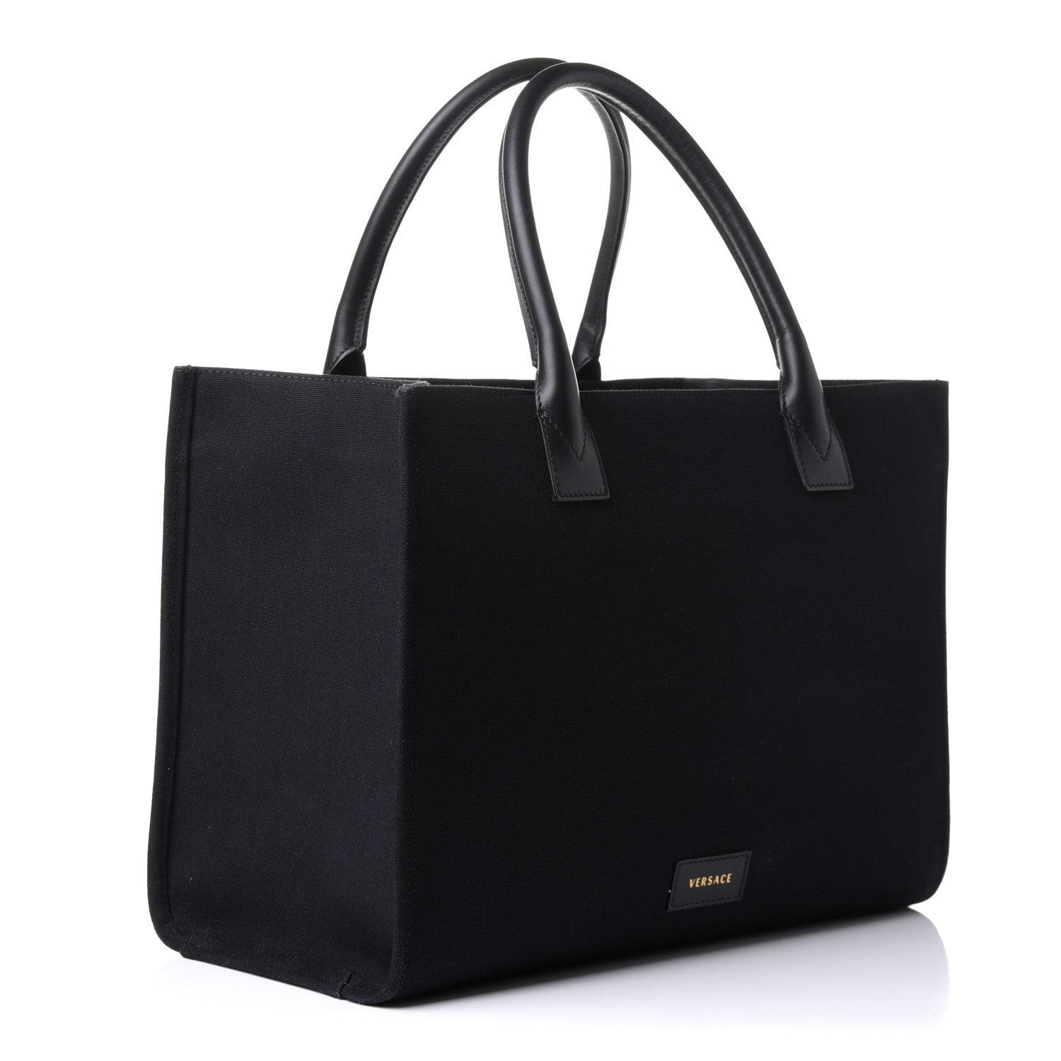 Versace Canvas Suppler Calfskin Cabas GV Signature Tote Black 3 of 13