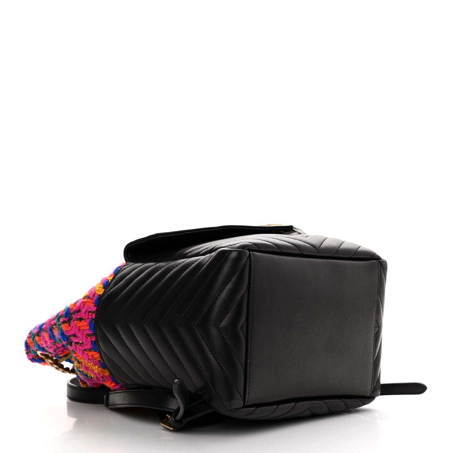 Tweed Lambskin Matelasse Monogram Joe Backpack Black Rosso Multicolor