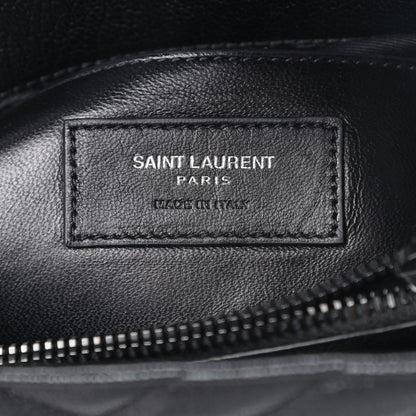 Saint Laurent Sheepskin Matelasse Chevron Monogram Monochrome Medium College Bag Black 6 of 13
