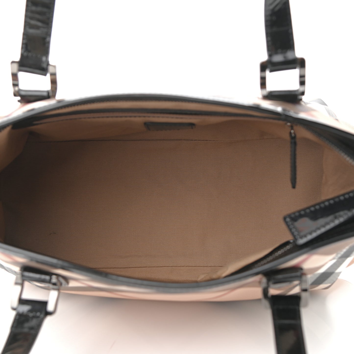 Nova Check Patent Trim Shopper Tote Black